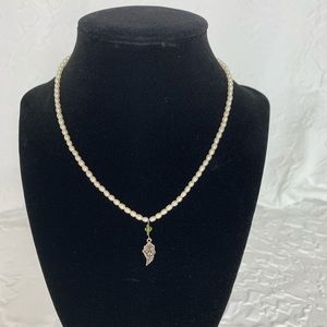 Vintage Pearl, Peridot and Sterling necklace